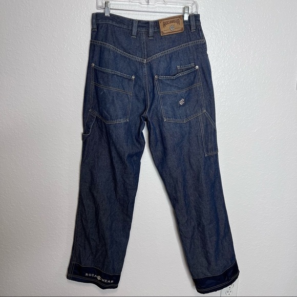 Vintage Rocawear Jeans Men 32X34 y2K 90s Dark Wash Hip Hop Carpenter G - Picture 3 of 9